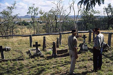 the Gracemere cemetery, on a ridge above the homestead and lagoon